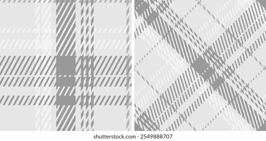 Set black and white plaid seamless pattern. Modern fashion straight and oblique cage texture wallpaper. Vector graphics of printing on fabrics, shirts, textiles, curtains.