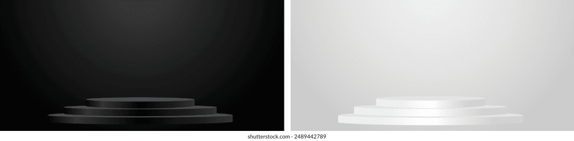 conjunto de fondo de Vector de podio en blanco y negro