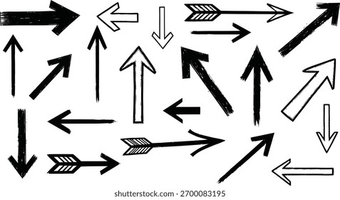 set of black and white pointing arrows