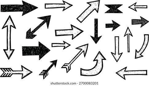 set of black and white pointing arrows