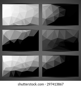 set of black and white polygon business card templates vector illustration