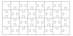 Set Of Black And White Puzzle Pieces Isolated On White Background. Vector Illustration