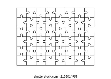Set of black and white puzzle pieces isolated over white background. vector illustration