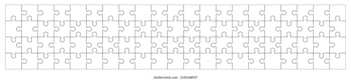 Set of black and white puzzle pieces isolated on a white background. Vector illustration