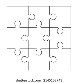 Set of black and white puzzle pieces isolated on a white background. Vector illustration