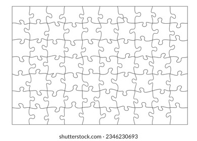 Set of black and white puzzle pieces isolated on white background. Vector illustration