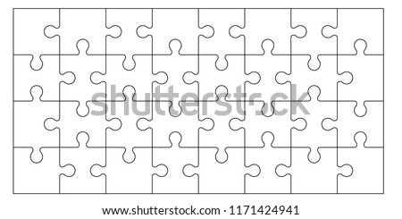 Set of black and white puzzle pieces isolated on white background. Vector illustration Сток-фото © 