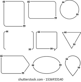 set of black and white quote boxes. quote bubbles template. flat style. 
