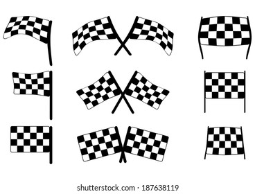 Set Black White Racing Flag On Stock Vector (Royalty Free) 187638119