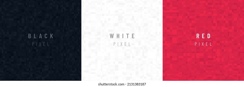 Conjunto de negro, blanco y rojo en el fondo del patrón de píxeles. Concepto de censor mosaico Diseño moderno de colección futurista. Diseño para publicidad impresa, portada, web, volante, tarjeta, afiche, tapiz. EPS10 vectores.