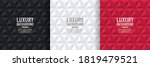 Set of black, white and red pyramid 3D pattern background. Abstract geometric 
texture design. Vector illustration