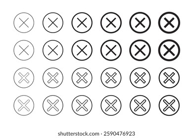 Set of Black and White Rejection Symbols.