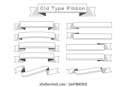 Set of black and white retro ribbons