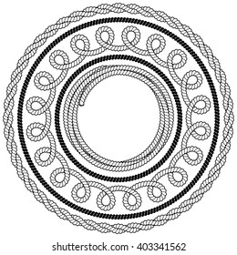 Set of black and white rope vector frames