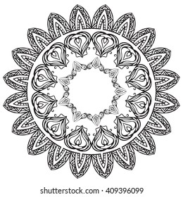 Set of  black and white round doodle frames. Vector elements for the registration of invitations, thank-you letters, postcards and your design