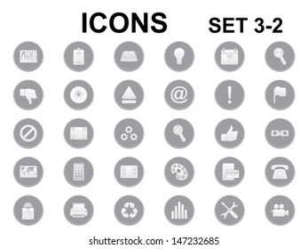 set of black and white round icons