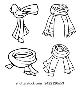 Set of black and white scarf logos