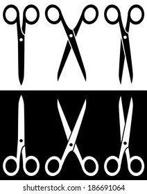 set black and white scissors icons with comb for hair salon