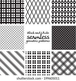 Set of black and white seamless geometric patterns 6