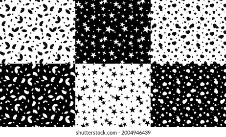 Conjunto de Patrones de Marea Negra y Blanca. Ilustración del vector