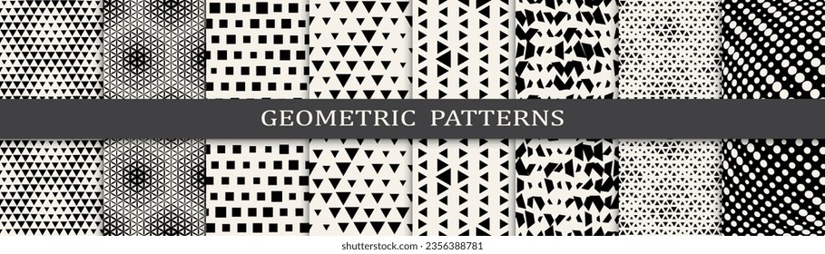 Set of black and white seamless patterns. Abstract graphic design black and white pattern. Seamless black and white background pattern.