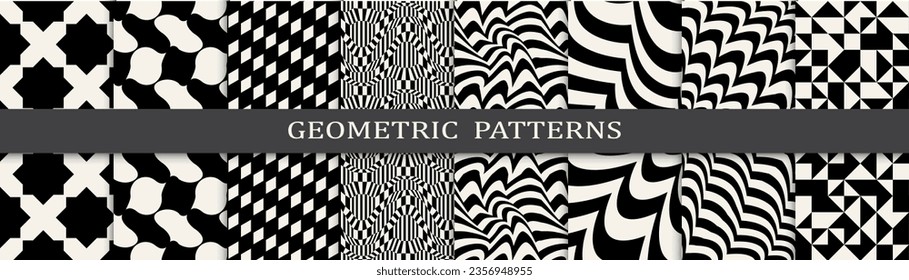 Set of black and white seamless patterns. Abstract graphic design black and white pattern. Seamless black and white background pattern.