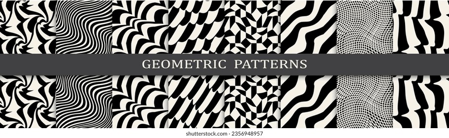 Set of black and white seamless patterns. Abstract graphic design black and white pattern. Seamless black and white background pattern.