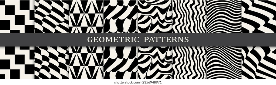 Set of black and white seamless patterns. Abstract graphic design black and white pattern. Seamless black and white background pattern.