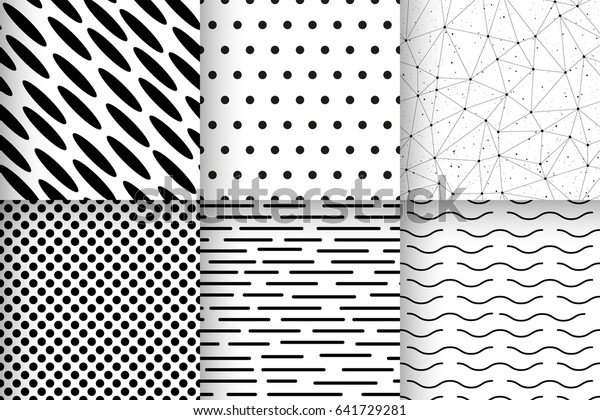 Set Black White Seamless Patterns Geometric Stock Vector Royalty