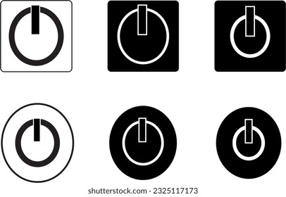 Set of black and white shotdown icons for web app, smartphone and website icon complements 