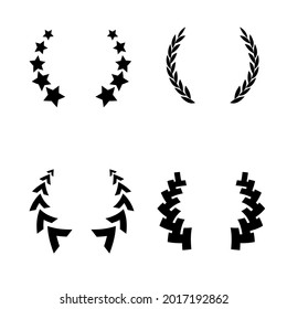 Set of black and white silhouette circular laurel foliate. Vector illustration.