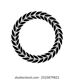Set of black and white silhouette circular laurel