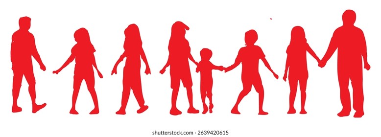 Set of black and white silhouette design parent-child bonding icon vector illustration with white background