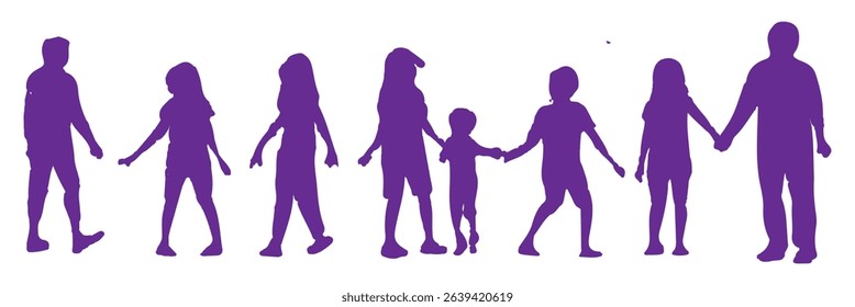 Set of black and white silhouette design parent-child bonding icon vector illustration with white background
