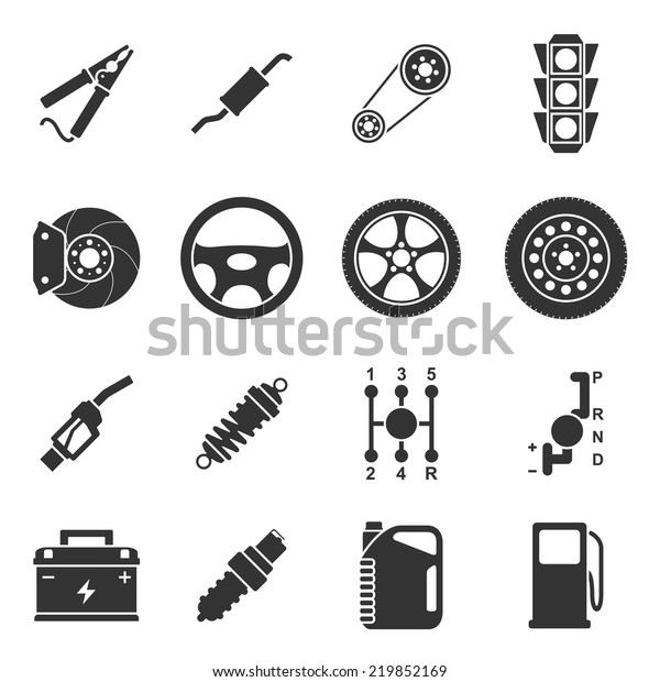 Set Black White Silhouette Icons Car Stock Vector (Royalty Free ...