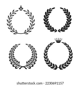 Set of black and white silhouette Laurel Wreaths Vector Collection