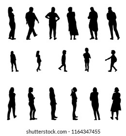 People Silhouette Walking Set Shadow Women Stock Vector (Royalty Free ...