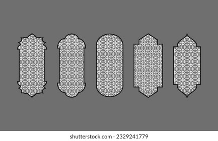 Set von schwarz-weiß Silhouetten der islamischen Fenster.Arab Frame Set.Ramadan Kareem simbol Symbol.