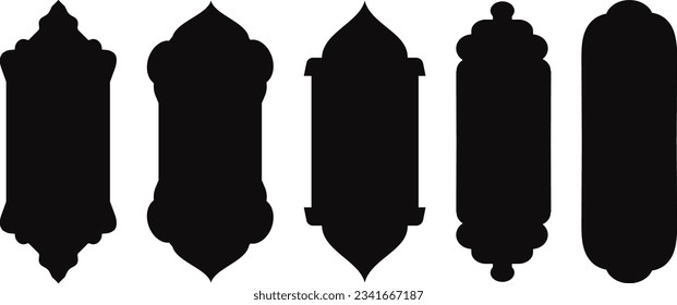 Set von schwarz-weiß Silhouetten der islamischen Fenster.Arab Frame Set.Ramadan Kareem simbol Symbol.