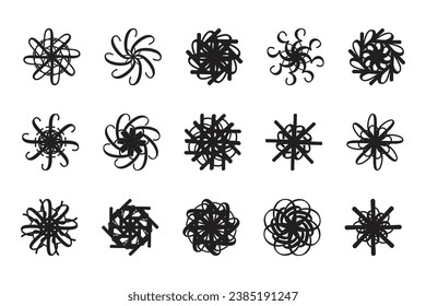 set of black and white simple and easy rounded mandala elements