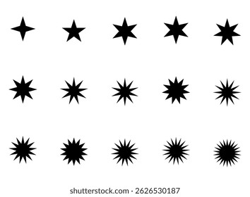 A set of black and white sparkle star icons.