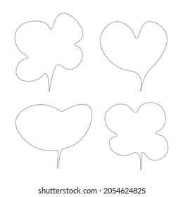 Conjunto de burbujas de habla en blanco y negro. Ilustración del vector de dibujos animados. Aislado sobre fondo blanco transparente. Estilo de dibujo a mano, nubes de diálogo. 