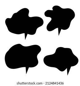 Set of black and white speech bubbles. Cartoon Vector illustration. Isolated on transparent white background. Hand draw style, dialog clouds. 