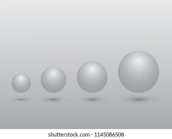 A set of black and white sphere from small to big size meaning growth on gray background vector illustration