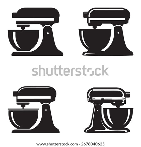 Set of Black and White Stand Mixer Silhouettes