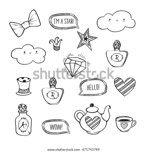 doodle stickers black and white