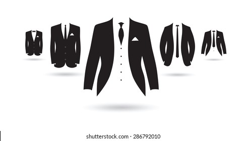 a set of black and white suits