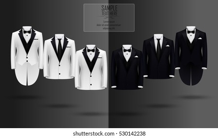 Set of black and white suits.Vector illustration