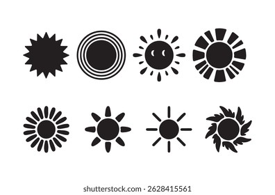 set of black and white sun icon. vector design elements. Vector illustration eps 10