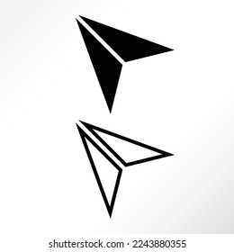Set of black and white symbol of cursor plane